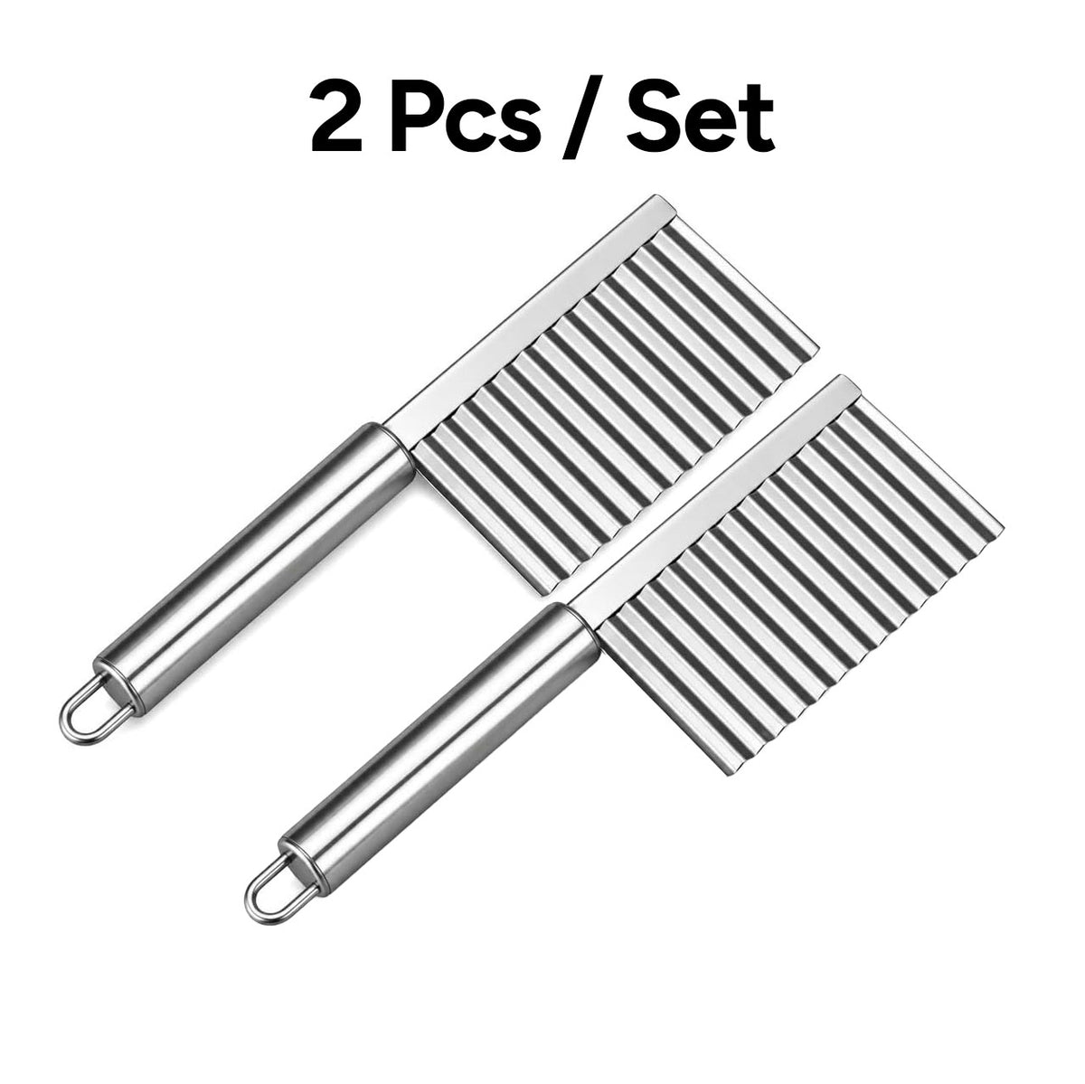 2Pcs Vegetable & Fruit Wavy Crinkle Cutting Tool , Steel Wave Blade Cutter Chops