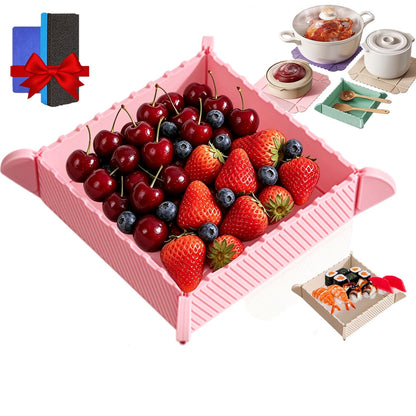 2-in-1 Magnetic Silicone Mat & Foldable Serving Tray