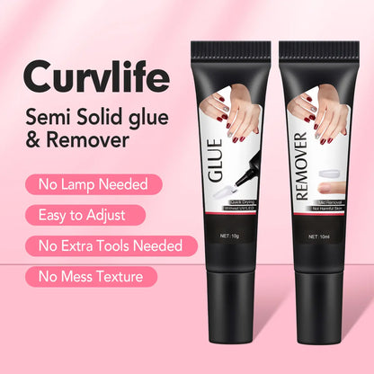 Quick-Drying Semi-Solid Nail Glue with 10ml Remover
