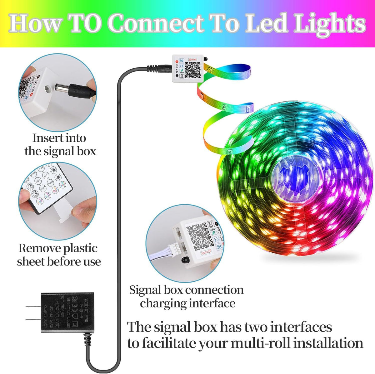 LED Strip Lights RGB Music Sync for Bedroom Smart App and Remote Control