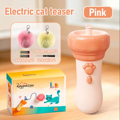 Cat Balls Fetch Toy with Retractable Rope and Fuzzy Ball