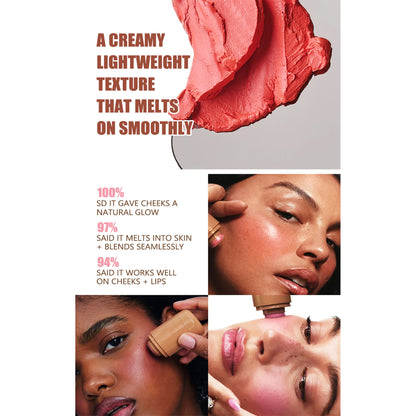 Cream Blush Stick, Dual-Use For Lips And Cheeks, Moisturizing Formula