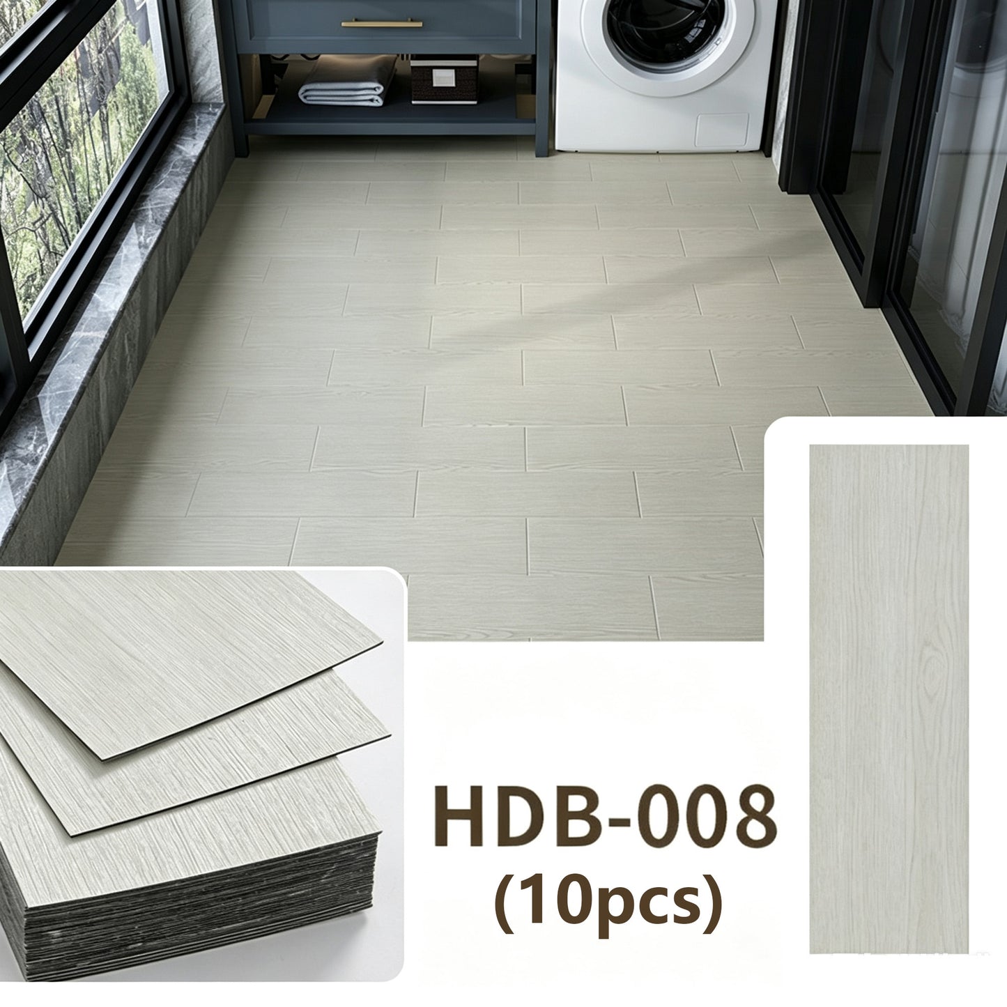 10 Pack Waterproof Vinyl Flooring Peel and Stick for Office, Living Room, Bathroom, Kitchen