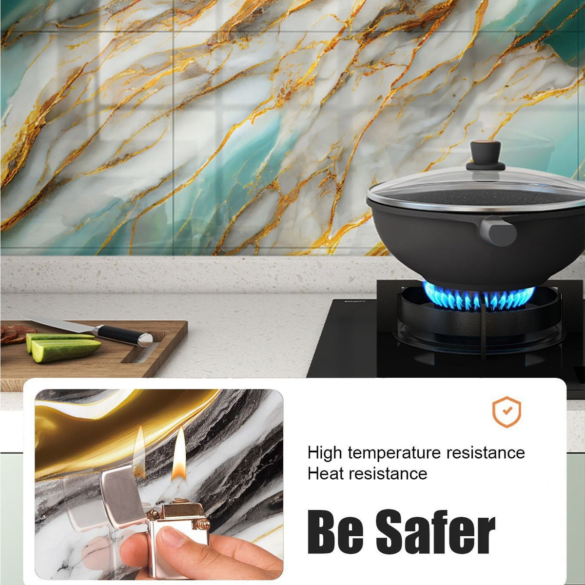 10-Pack Self-Adhesive Tile Stickers | Single Tile Size 11.8" x 11.8" | Waterproof