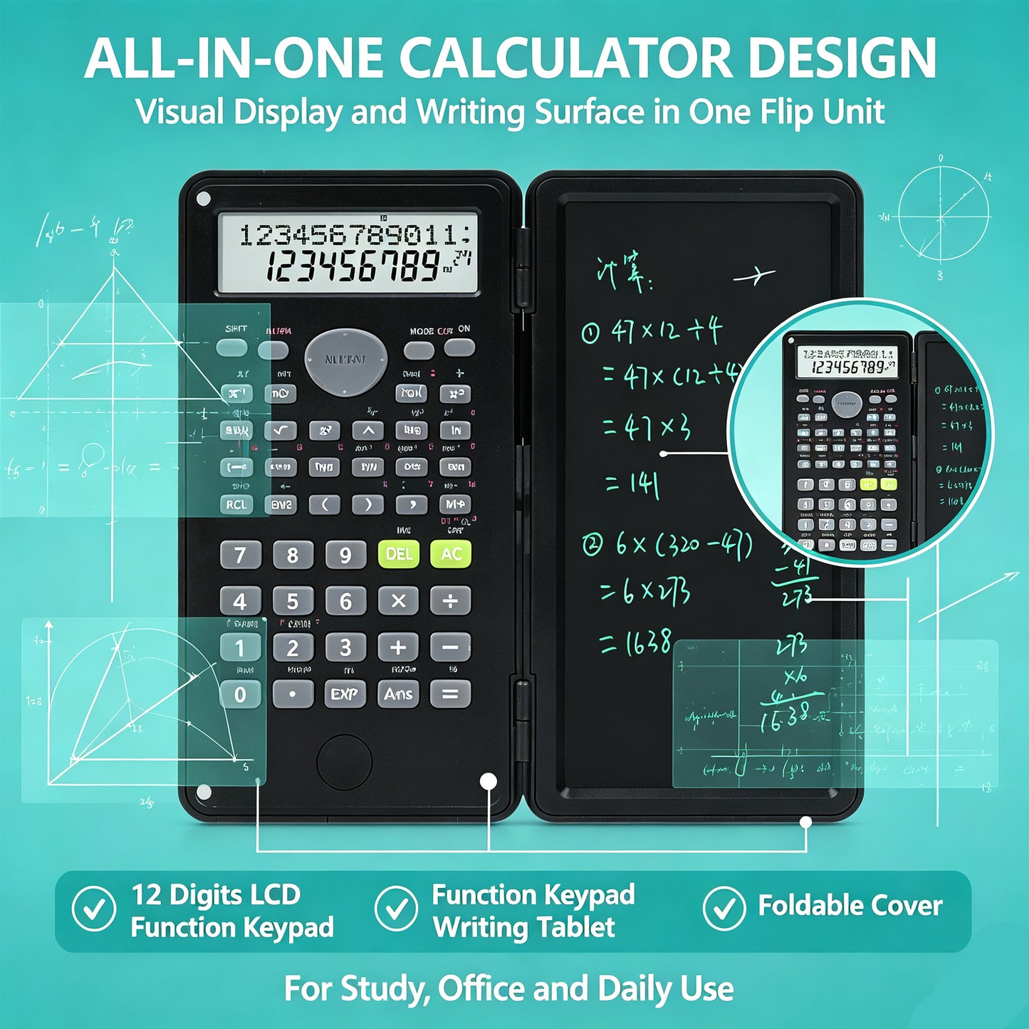 Scientific Calculators with Pen for Students Office Financial Work