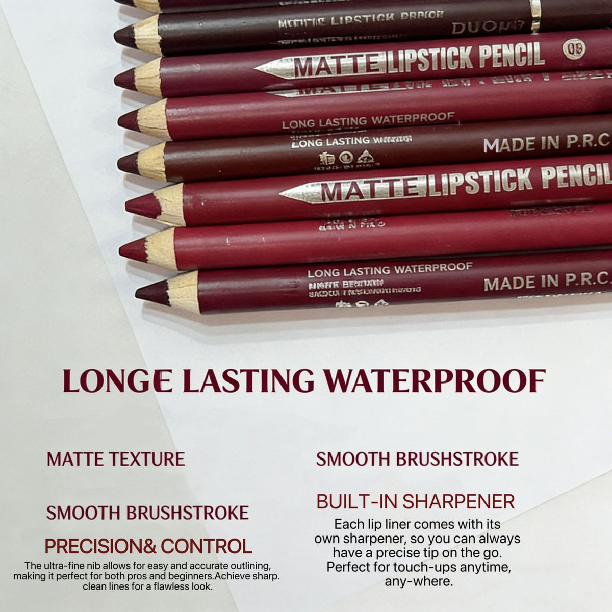 12 Pcs Matte Lip Crayon with Sharpener
