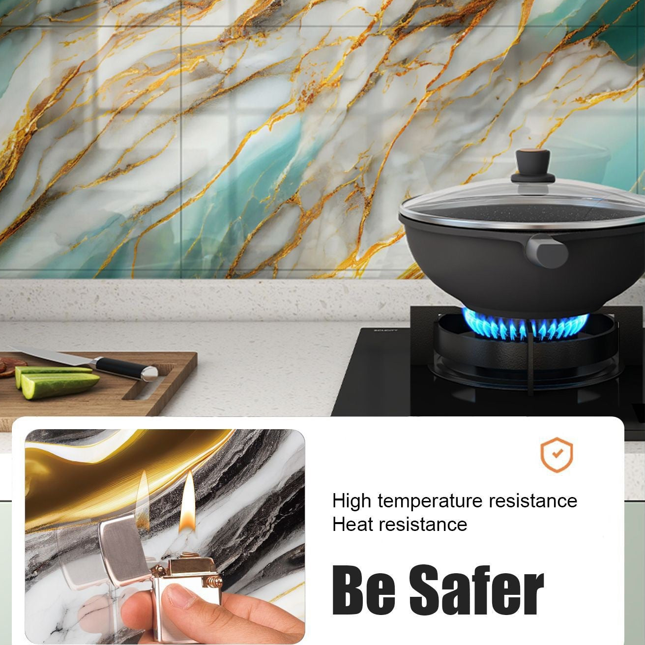 10-Pack Self-Adhesive Tile Stickers | Single Tile Size 11.8" x 11.8" | Waterproof