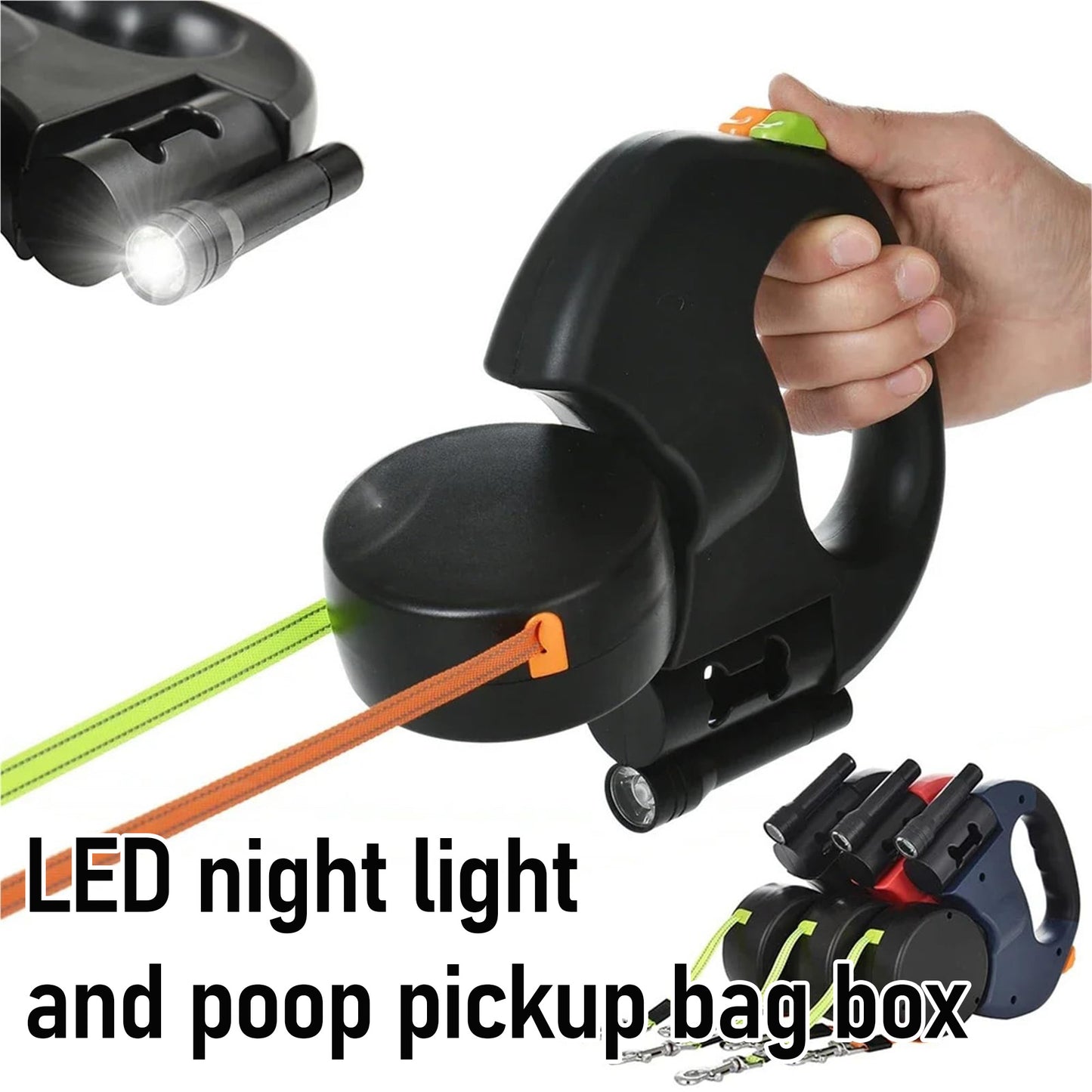 Adjustable Dual Pet Retractable Leash with LED Light