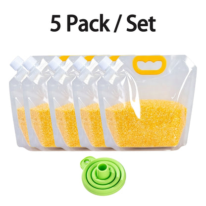 5 Pack Reusable Food Storage Bags, Leakproof & Moisture-Resistant Pouches