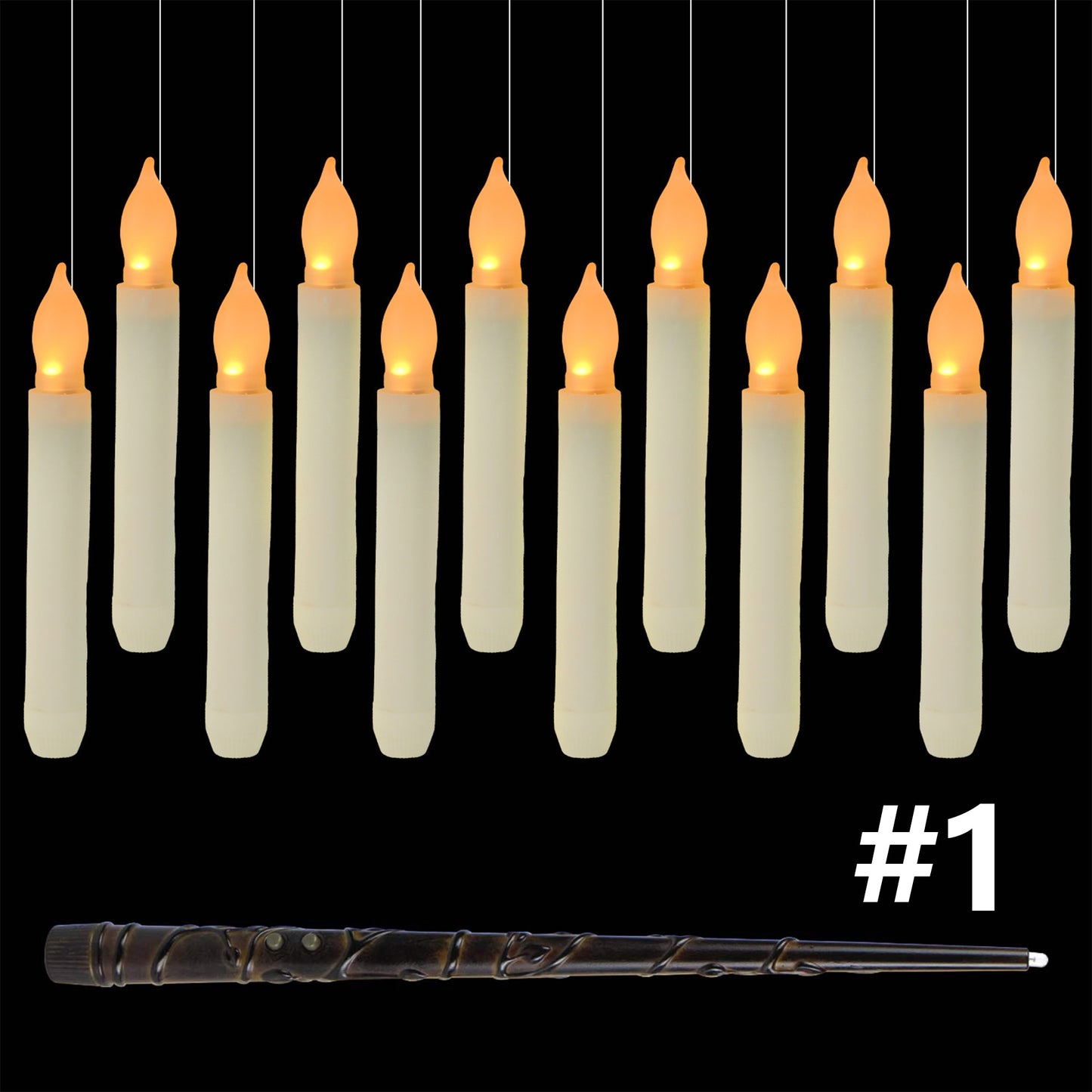 Set of 12 Flameless Taper Candles
