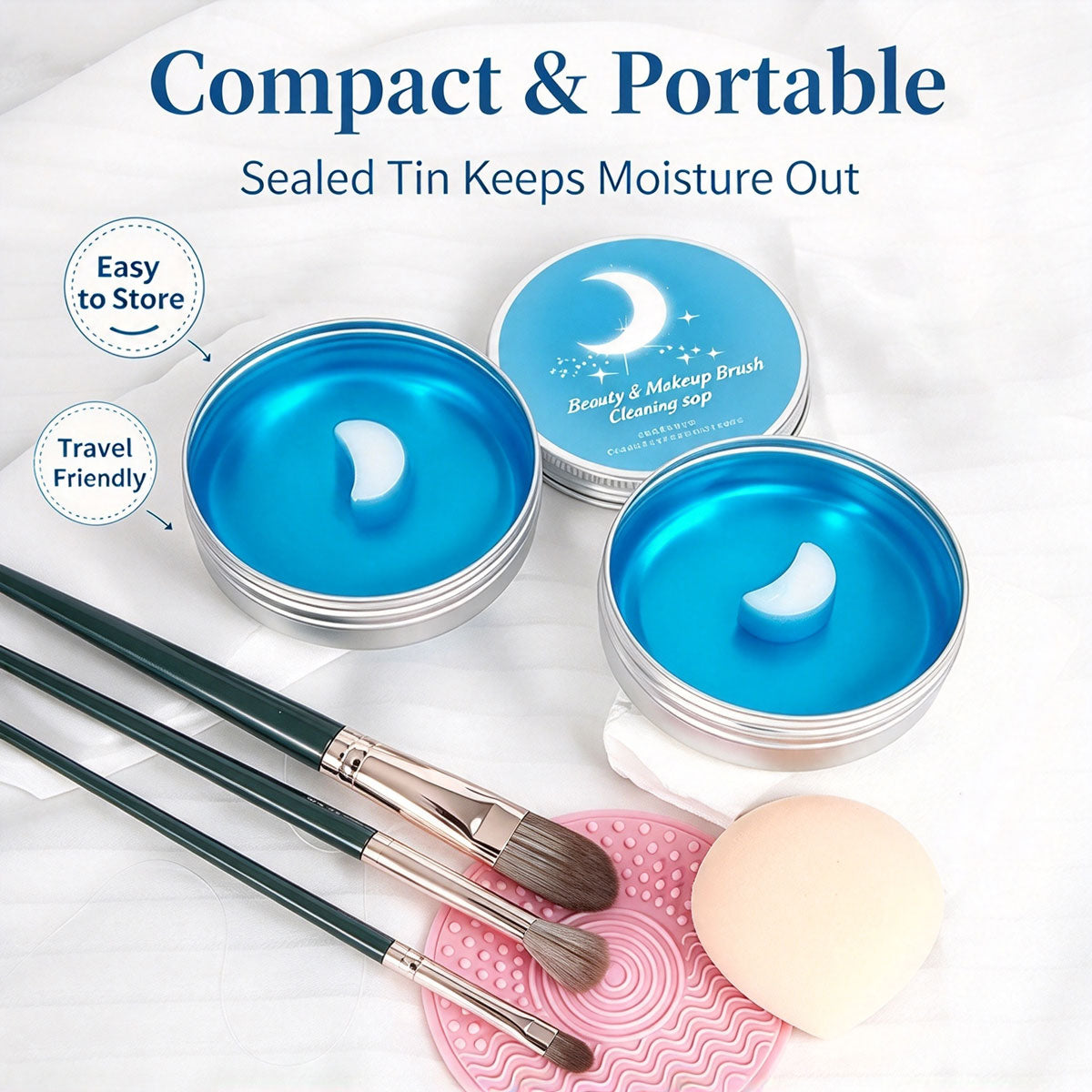 Makeup Brush Cleaner Soap with Silicone Scrubber Mat