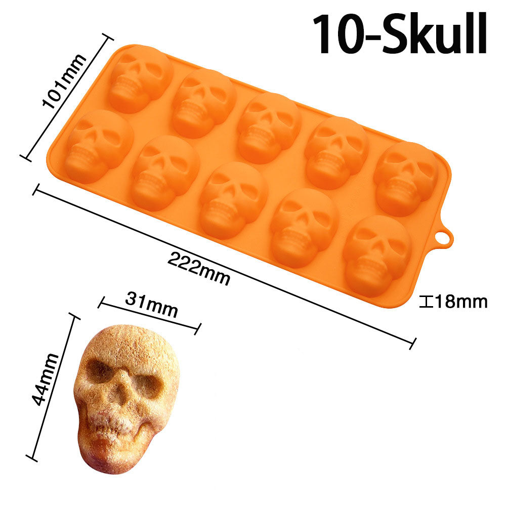 Skull-Shaped Baking Mold - 6/10 Cavity Halloween Baking Mold