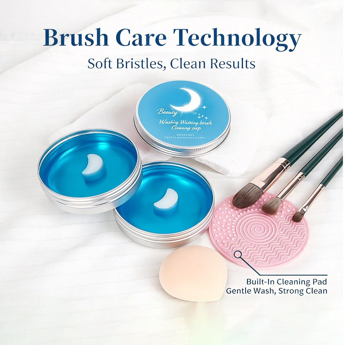 Makeup Brush Cleaner Soap with Silicone Scrubber Mat