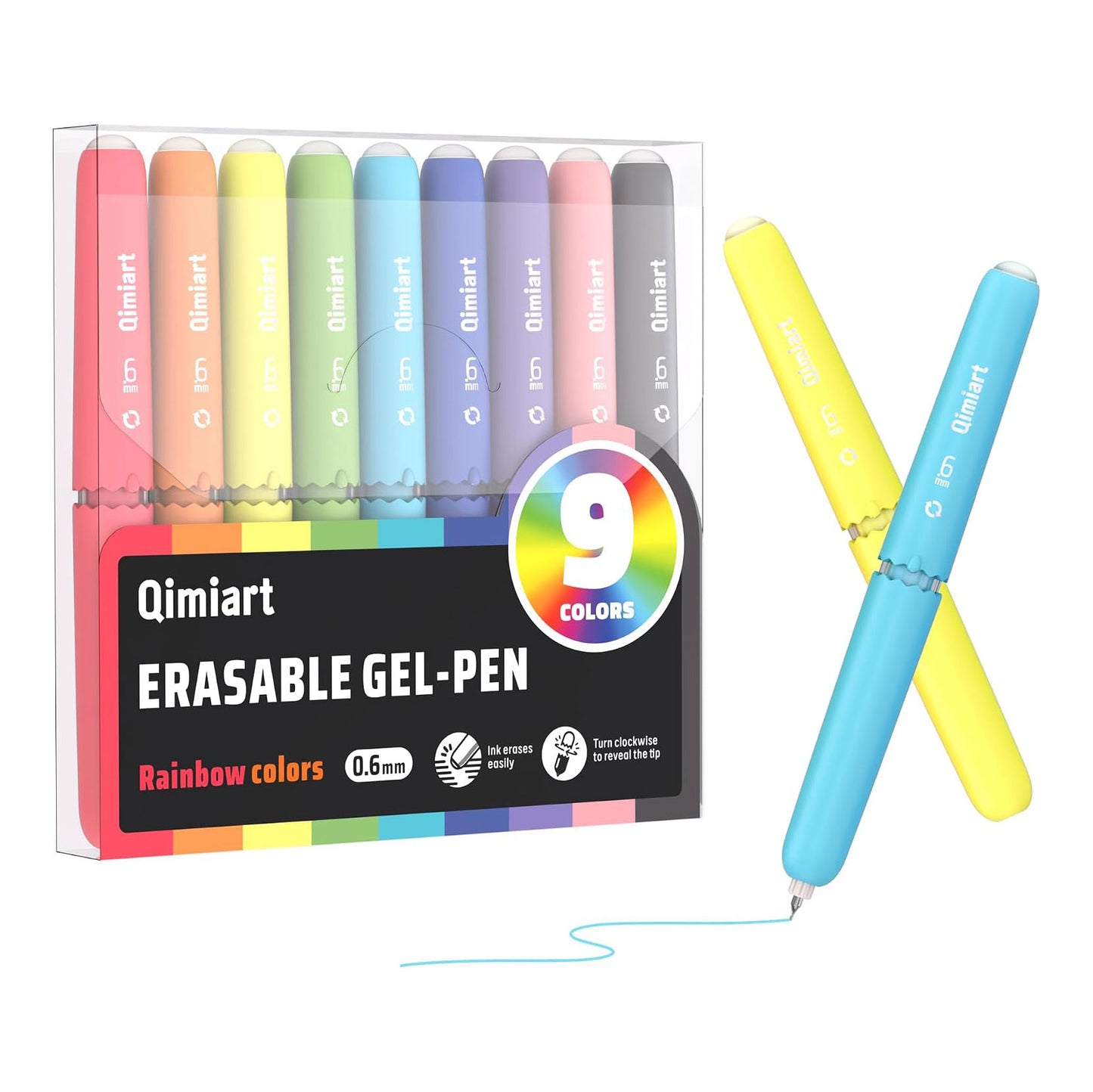 9-Color Thermo-Erasable Gel Pen Set – 0.6mm Fine Tip