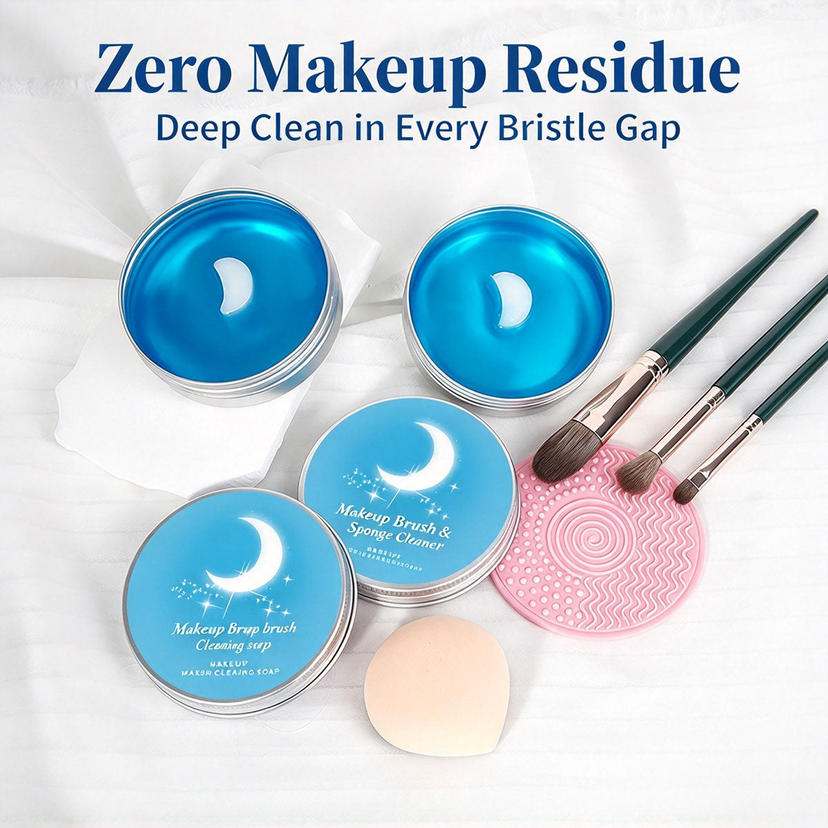 Makeup Brush Cleaner Soap with Silicone Scrubber Mat