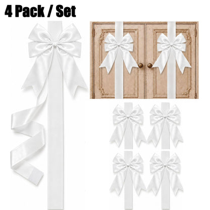 4 Pcs Burgundy Velvet Christmas Cabinet Bows Ribbons