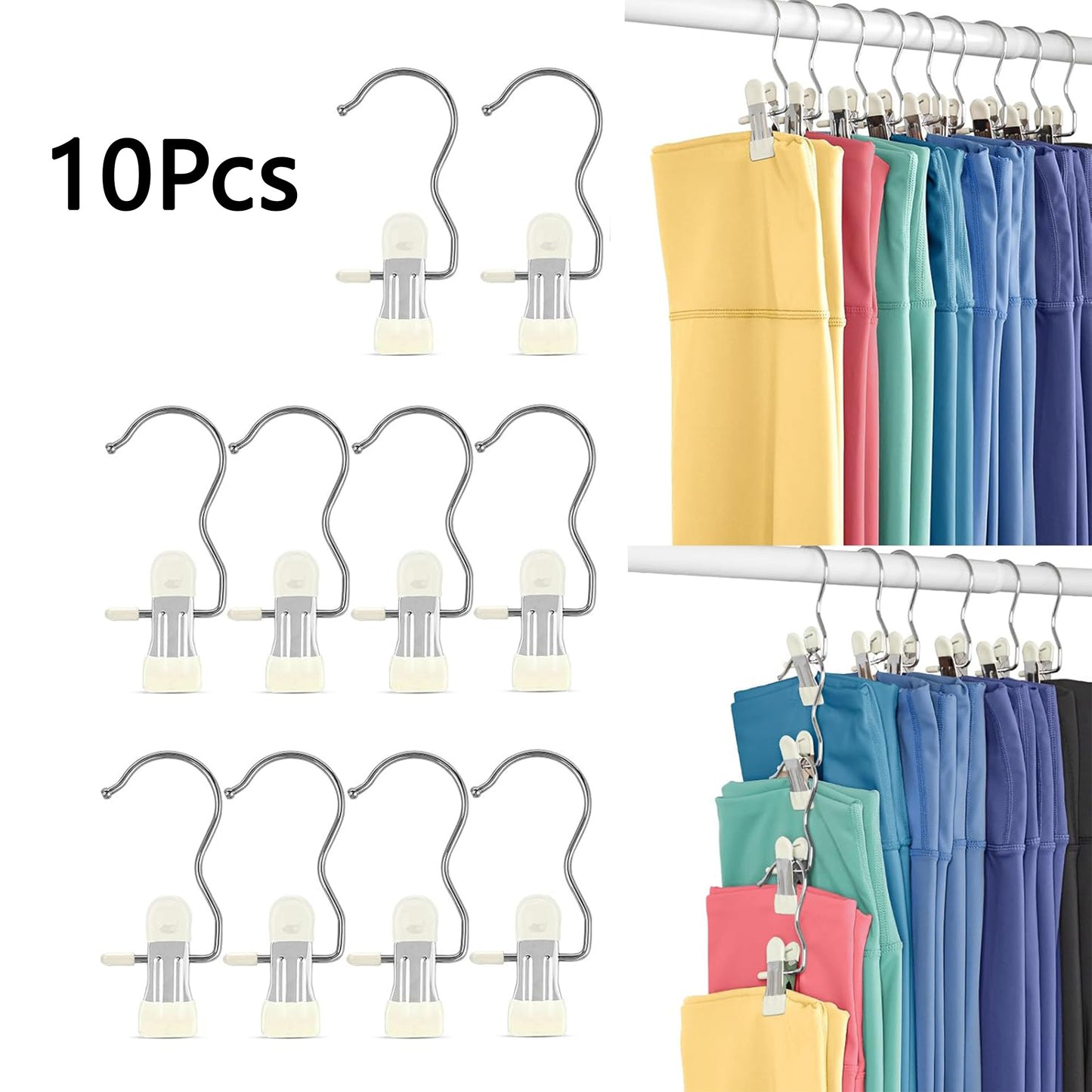 10 Pack Hanging Clothes Pins Chip Clips for Workout Sets, Hat, Bag