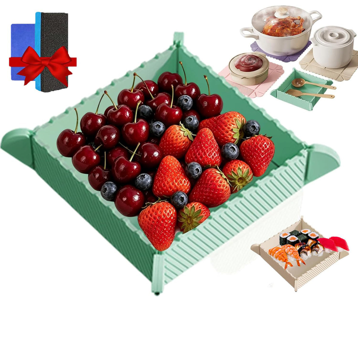 2-in-1 Magnetic Silicone Mat & Foldable Serving Tray
