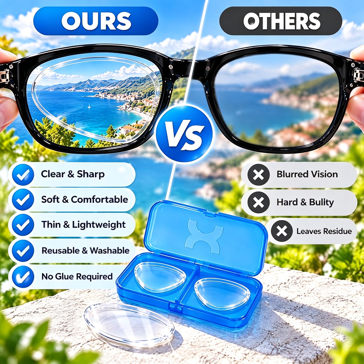 Stick-On Lenses for Glasses