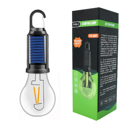 2 Pcs Solar Rechargeable Camping Lights – LED Hanging Tent Lights with Hook Clip for Hiking, Fishing & Outdoor Use