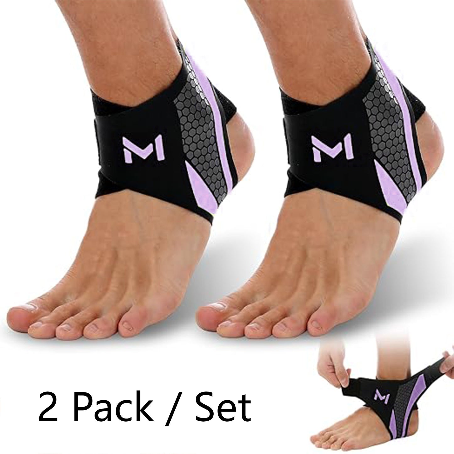 2 Pack/Set Ankle Braces - Adjustable Figure-Eight Stabilizers