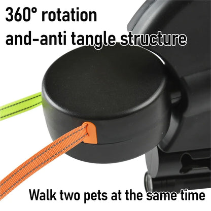 Adjustable Dual Pet Retractable Leash with LED Light
