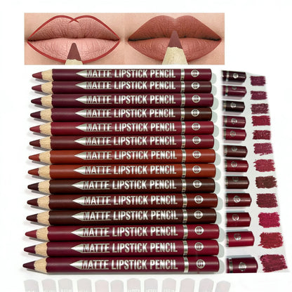 12 Pcs Matte Lip Crayon with Sharpener