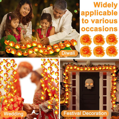 Artificial Marigold Flowers String Lights