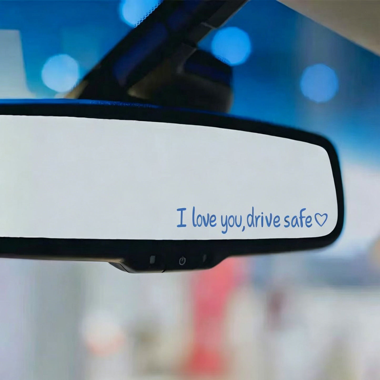 "I love you, drive safe"  "Te Amo, Maneja con Cuidado" Rearview Mirror Decal with Heart