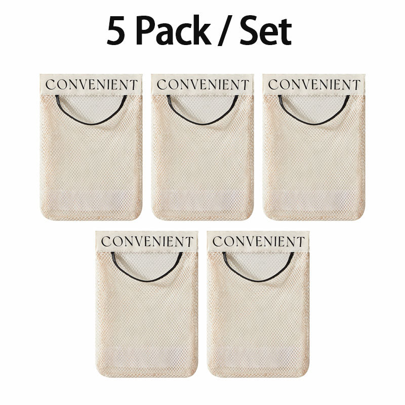 10-Pack Hanging Mesh Bags-Adhesive Storage Bags