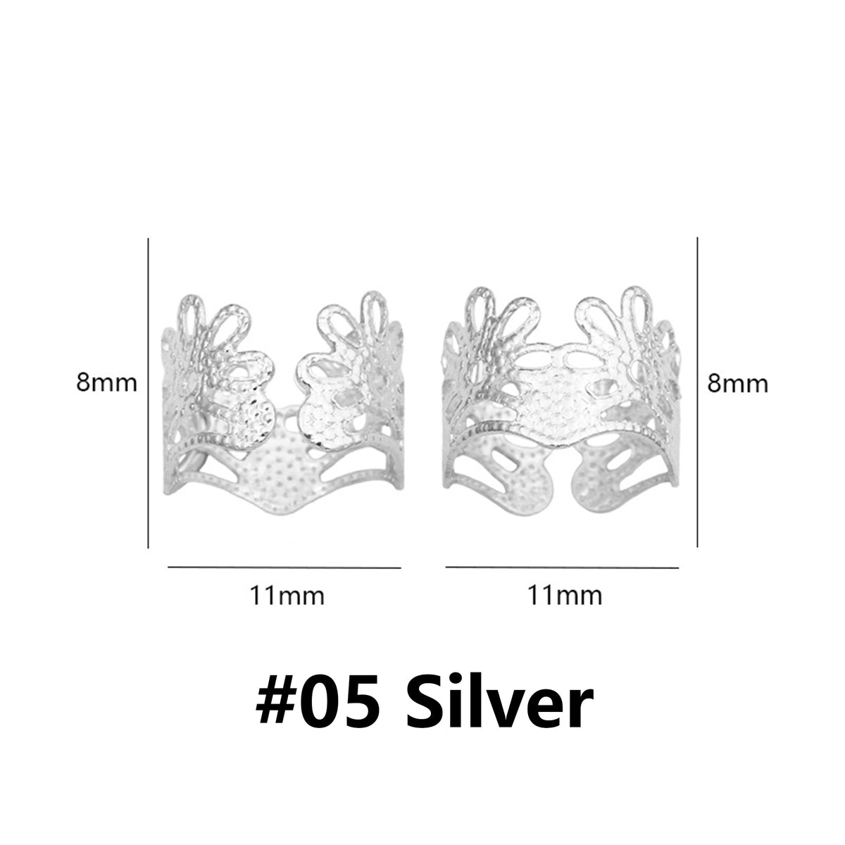 Silver Aluminum Dreadlock Cuffs, Adjustable Hair Rings for Braids