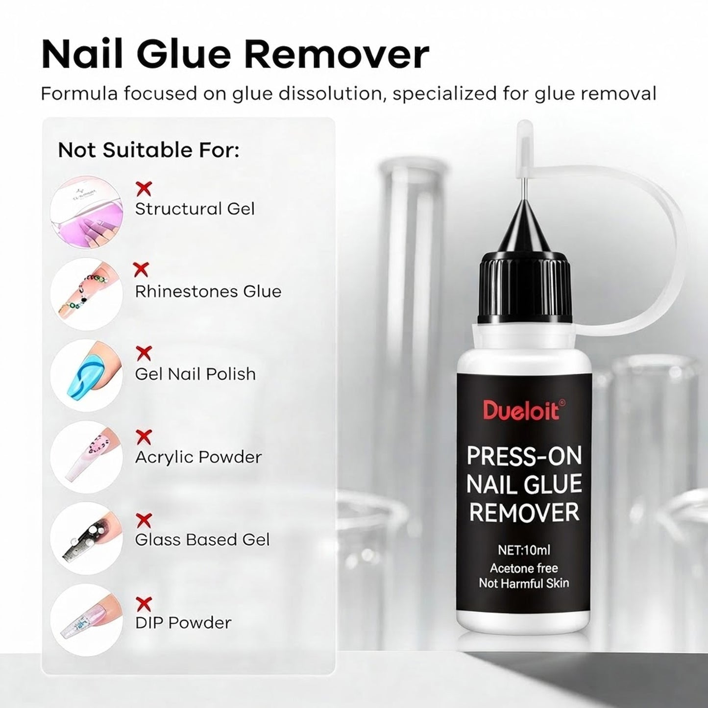 Pinpoint Nail Glue Remover – Non-Acetone, Gentle Formula for Press On & Gel Nail Tips, Works on Glue Gel