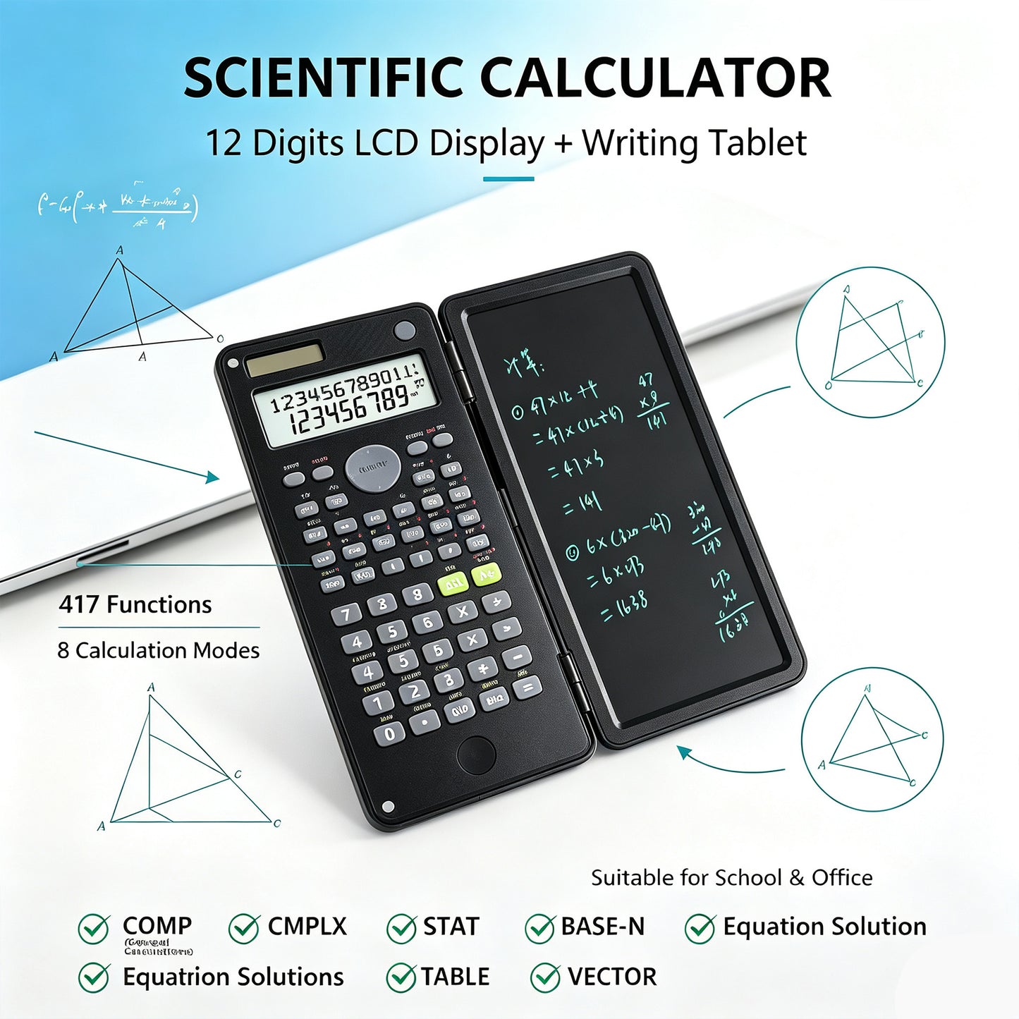 Scientific Calculators with Pen for Students Office Financial Work