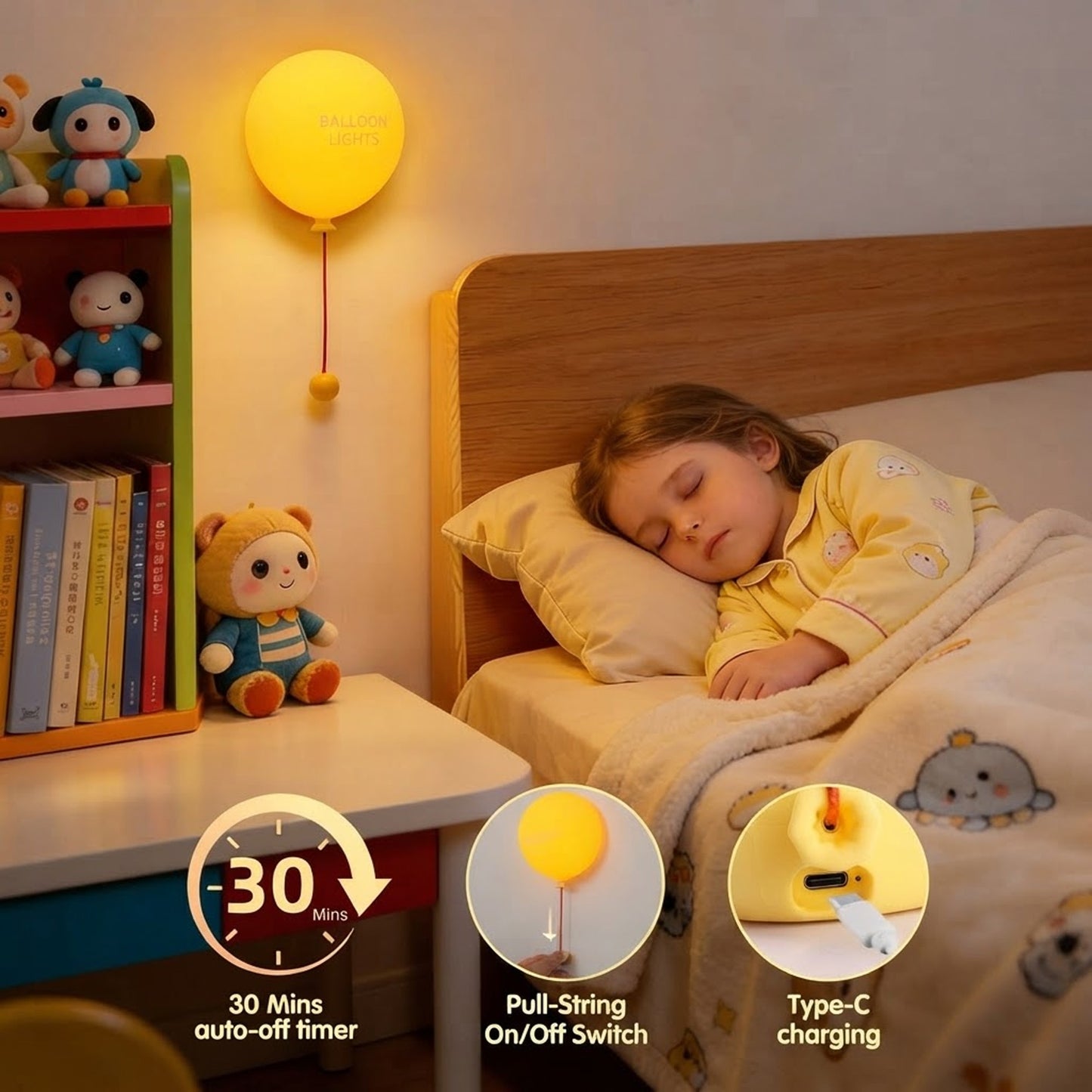 Balloon Silicone LED Touch Lamp with 3 Brightness Levels for Bedroom, Stairs