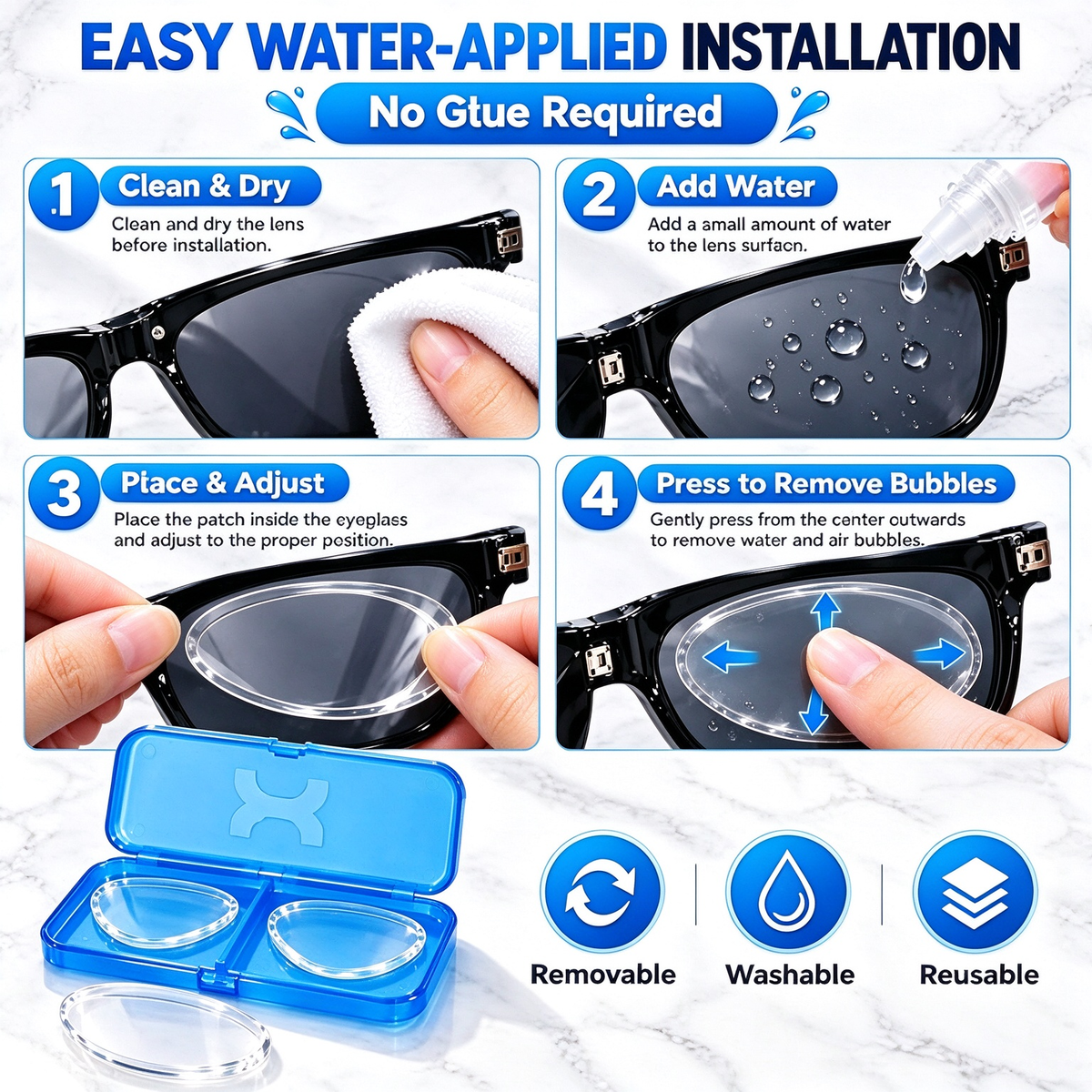 Stick-On Lenses for Glasses