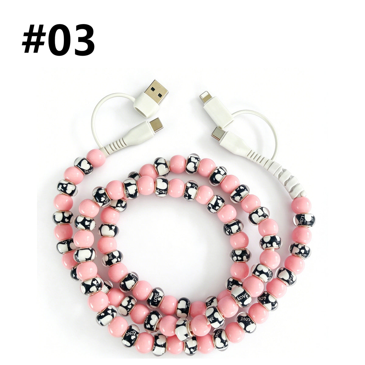 4 in 1 USB C Cable Multi Beaded Charger Cord