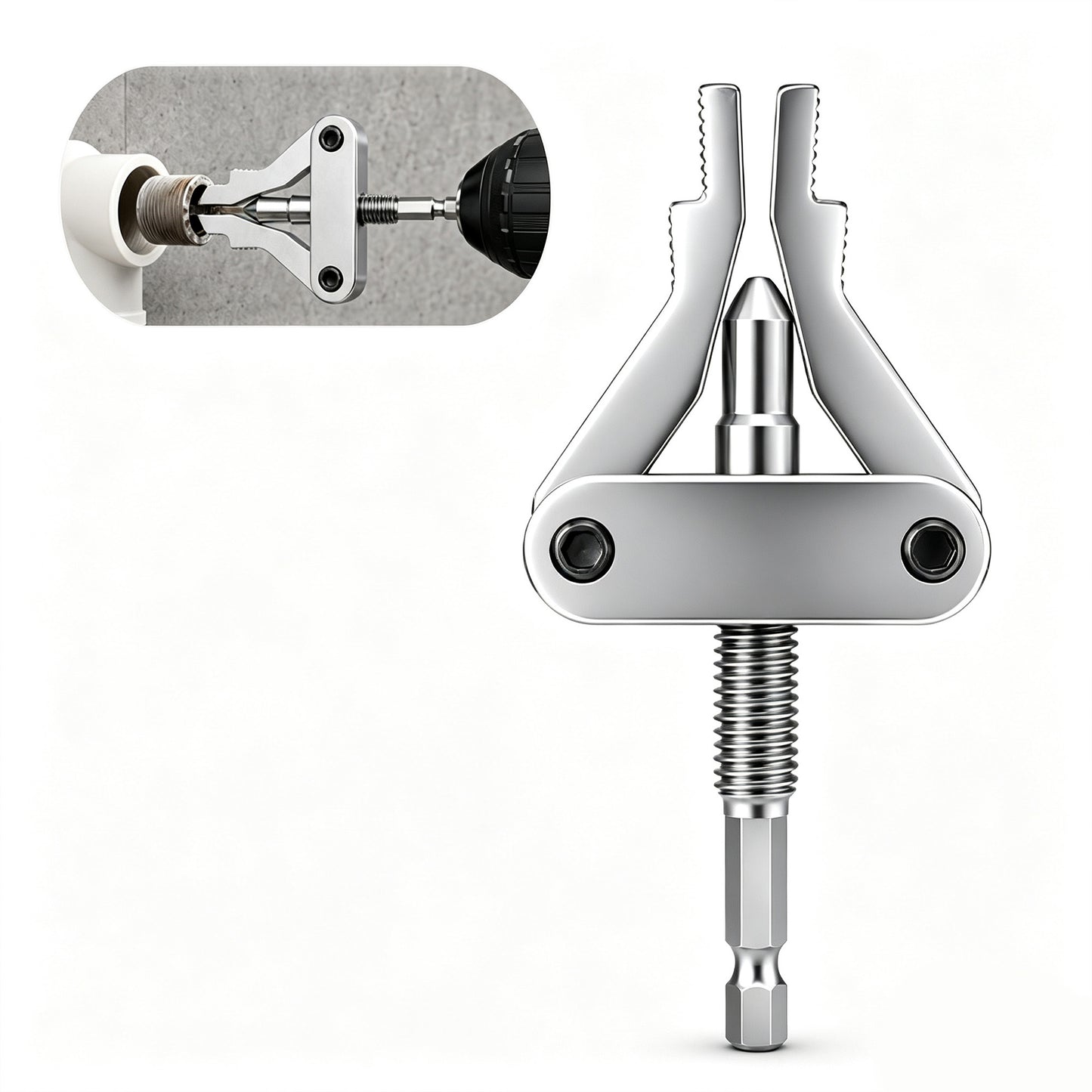 Universal Pipe Thread Remover Compatible with Power Drill & Ratchet