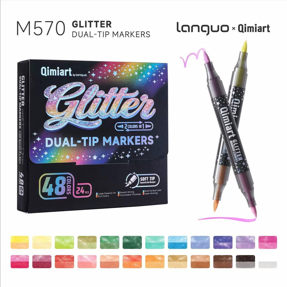 48 Colors Glitter Markers