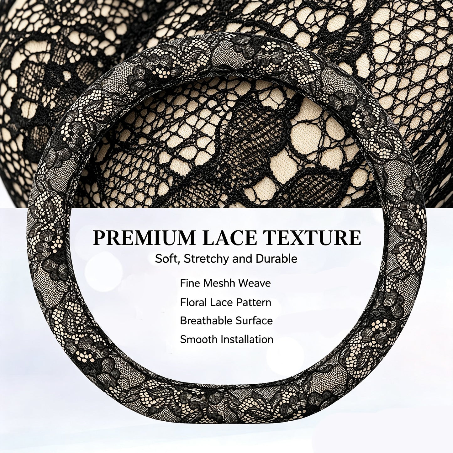 Car Wheel Cover 15 Inches Lace Pattern Anti-Slip Interior Decor