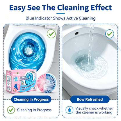2-in-1 Toilet Bowl Cleaner Blocks – Pink Rose Scent Tank Cleaning Tablets for Stain Removal & Odor Freshening