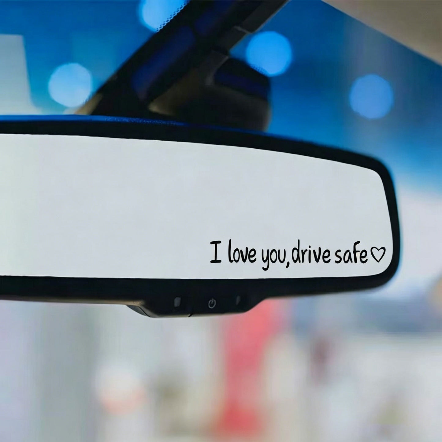 "I love you, drive safe"  "Te Amo, Maneja con Cuidado" Rearview Mirror Decal with Heart