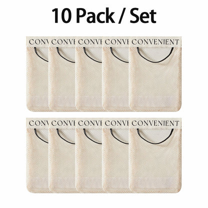 10-Pack Hanging Mesh Bags-Adhesive Storage Bags
