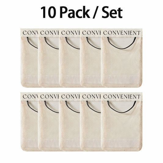 10-Pack Hanging Mesh Bags-Adhesive Storage Bags