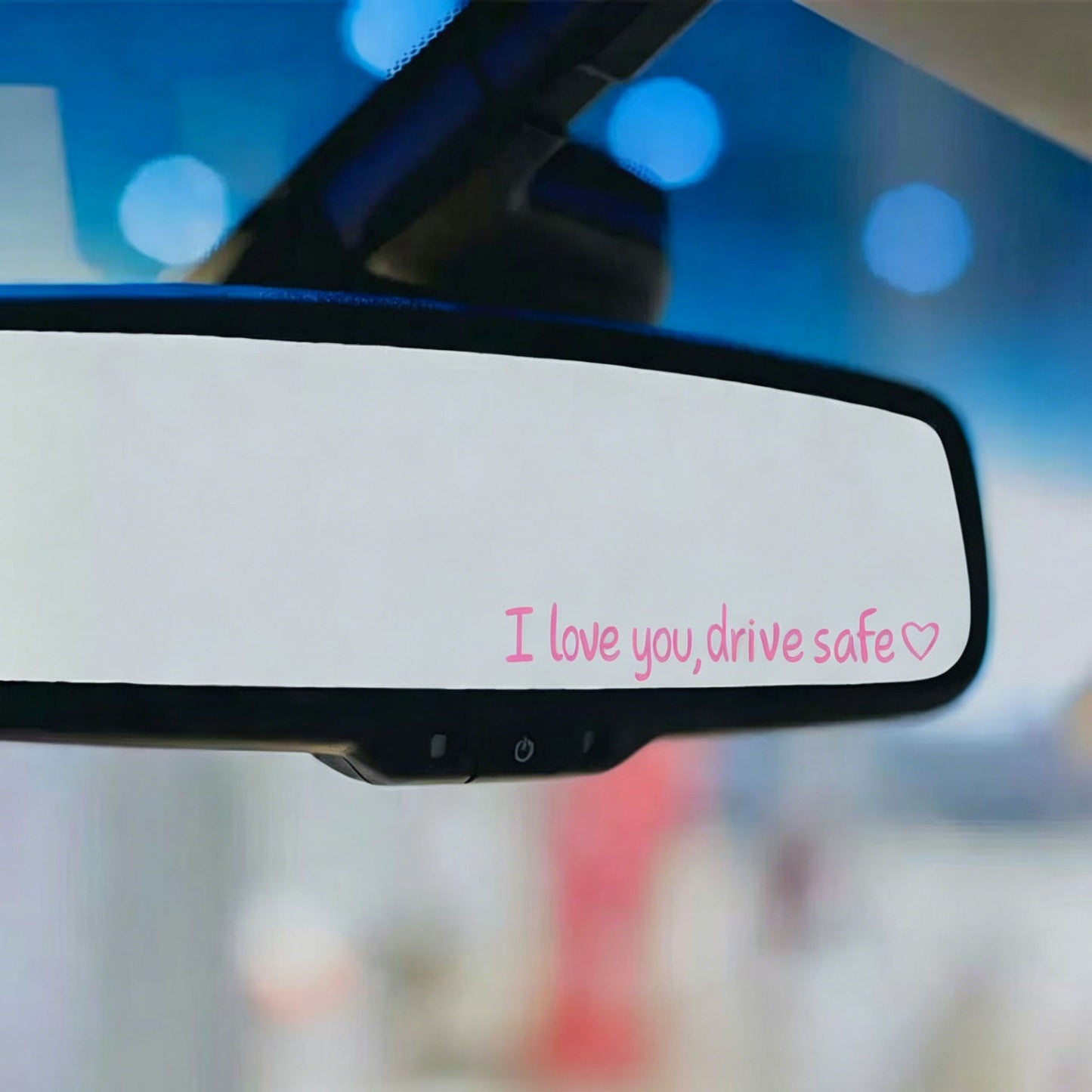 "I love you, drive safe"  "Te Amo, Maneja con Cuidado" Rearview Mirror Decal with Heart
