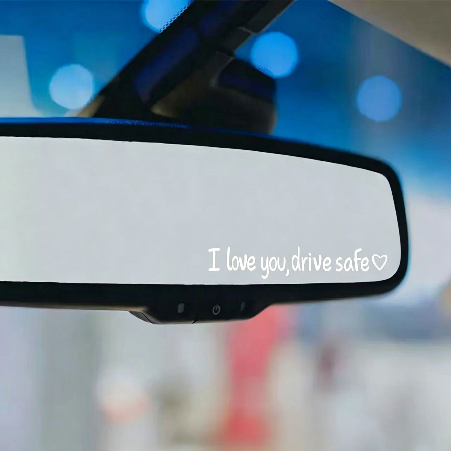 "I love you, drive safe"  "Te Amo, Maneja con Cuidado" Rearview Mirror Decal with Heart