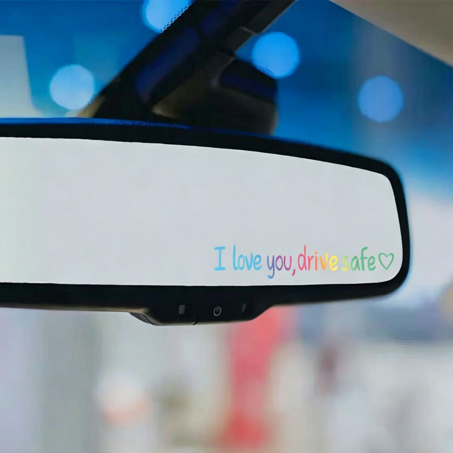 "I love you, drive safe"  "Te Amo, Maneja con Cuidado" Rearview Mirror Decal with Heart