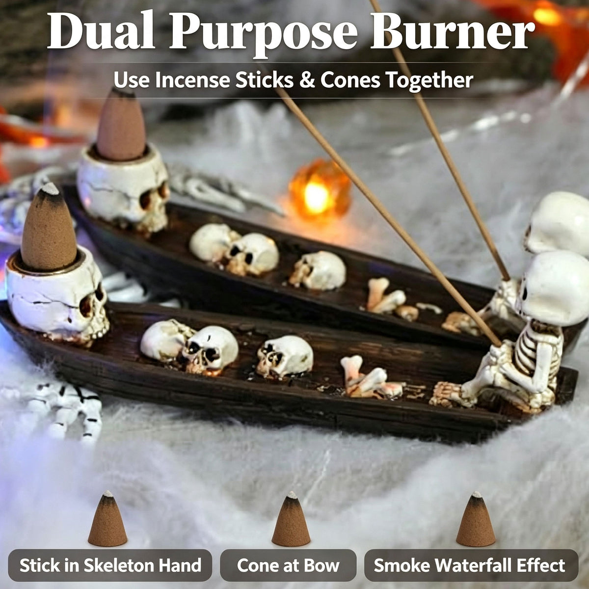 Skull Backflow Incense Holder Burner