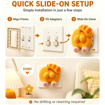 Funny Cat Butt Light Switch Cover, 3D Printed Double Rocker Plate Decor