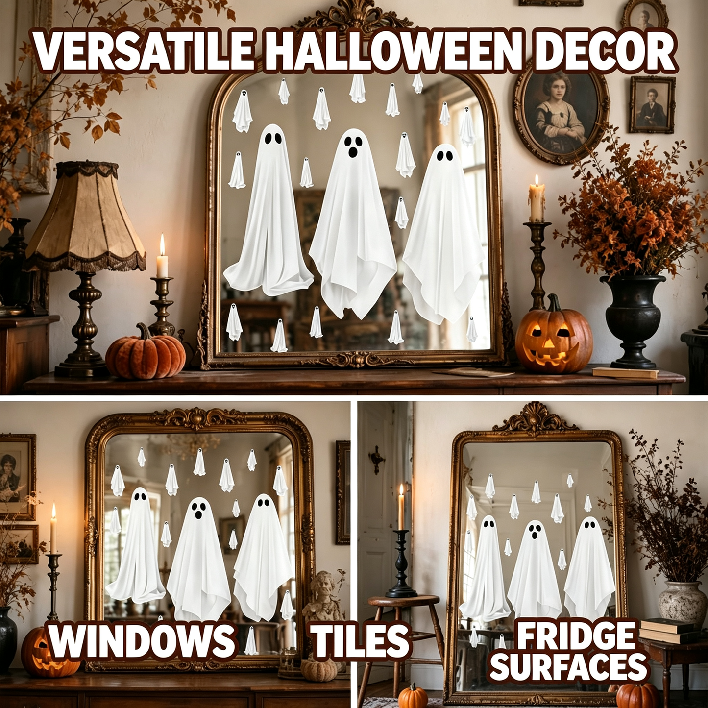 Halloween White Ghost Window Mirror Clings Decal Decorations
