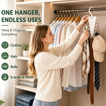 V-Shape 12-Hook Rotating Hanger, 360° Space Saving Closet Organizer-2Pcs